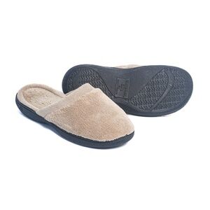 Beige Tan Slippers Hard Sole Cozy
